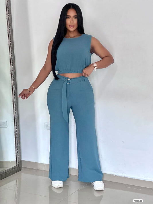 Conjunto con correa blusa manga siza - 73990